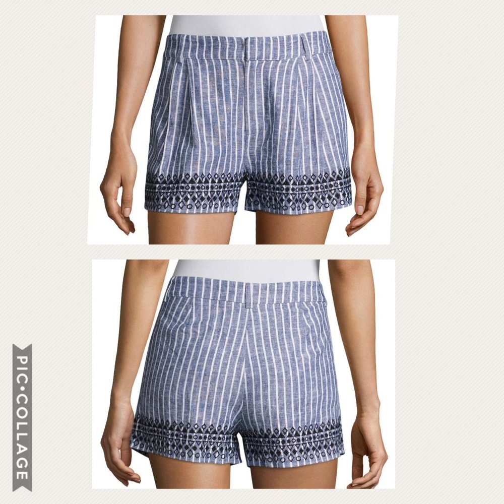 Parker 0 Iman Embroidered Hem Striped Shorts